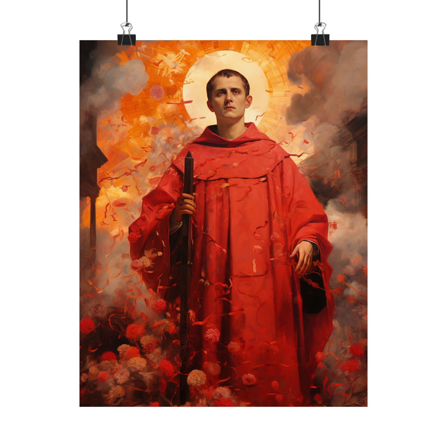 Saint Lawrence Deacon and Martyr  - Sanctified Souls Print - Multiple Sizes - Premium Matte Vertical Posters