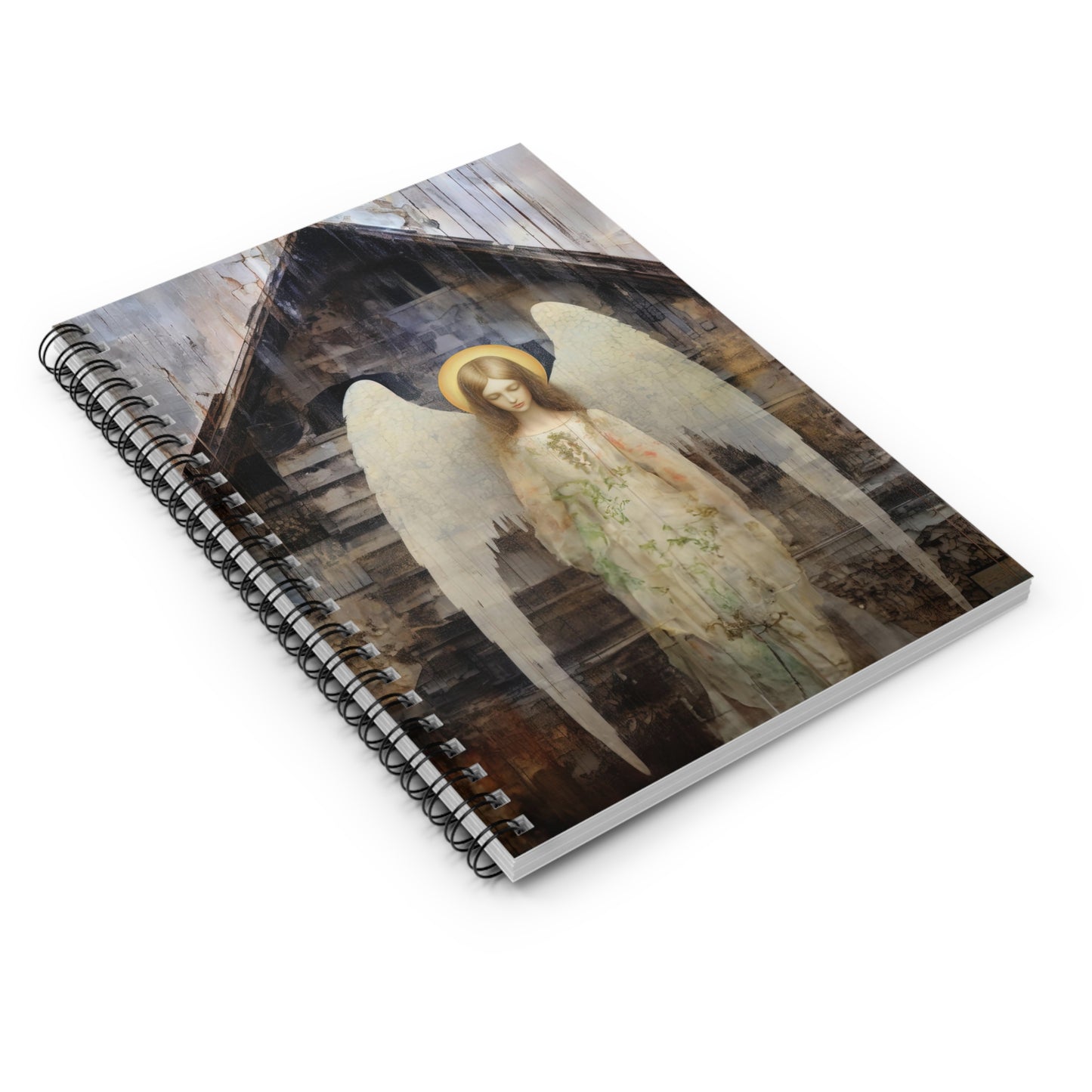 The Unseen Protector Journal - Sanctified Souls Art - Religious Based Notebook - Spiral Notebook - Ruled Line - Guardian Angel Print Book