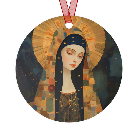 The Eternally Beloved: Mary in Art Metal Ornament - Religious Holiday Christmas Ornament and Keepsake - Double sided