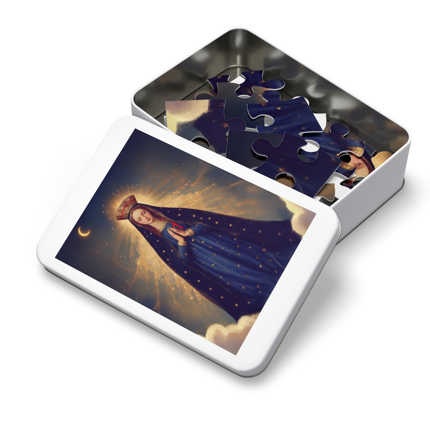 Our Lady of Pontmain - Puzzle and Tin - Religious Jigsaw Puzzle (30, 110, 252, 500,1000) - Gift Catholic Families - Mother Mary Art