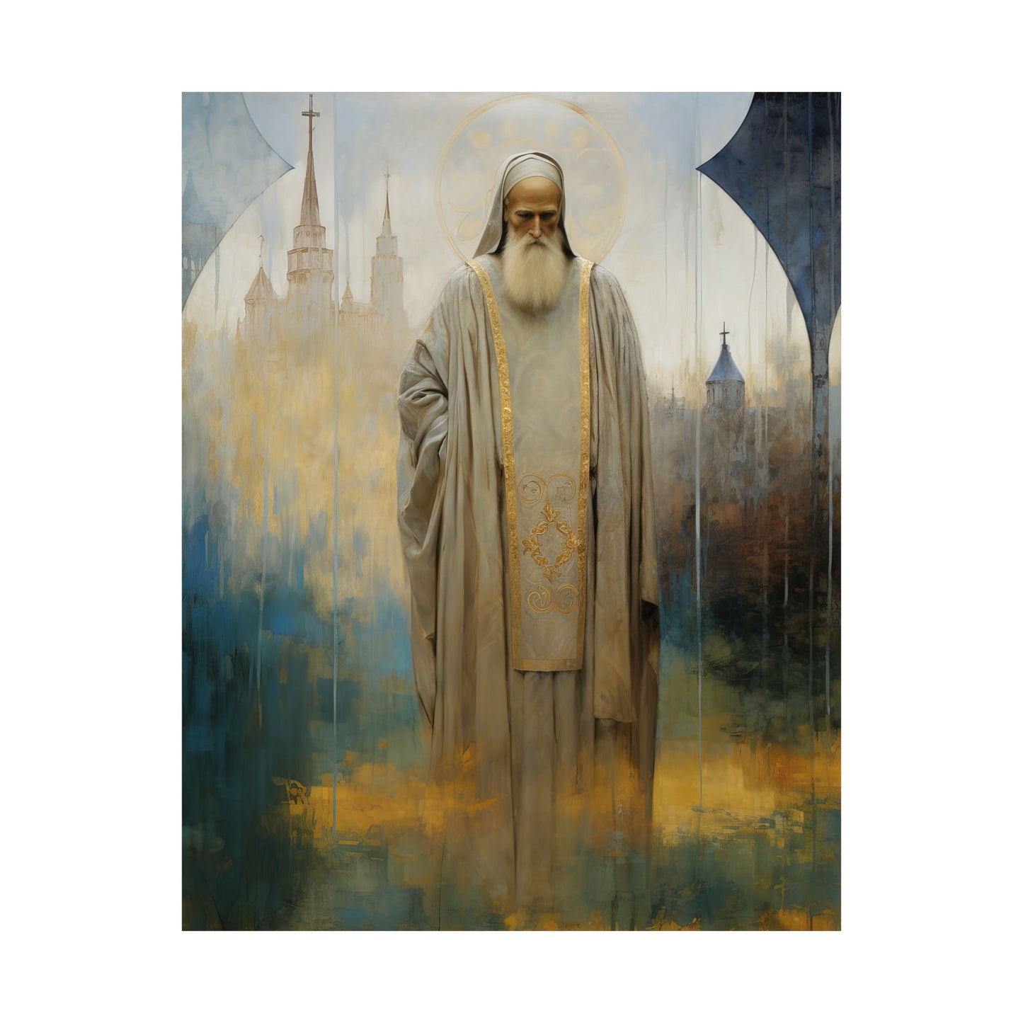 Saint Finbar of Cork - Sanctified Souls Print - Multiple Sizes - Premium Matte Vertical Posters