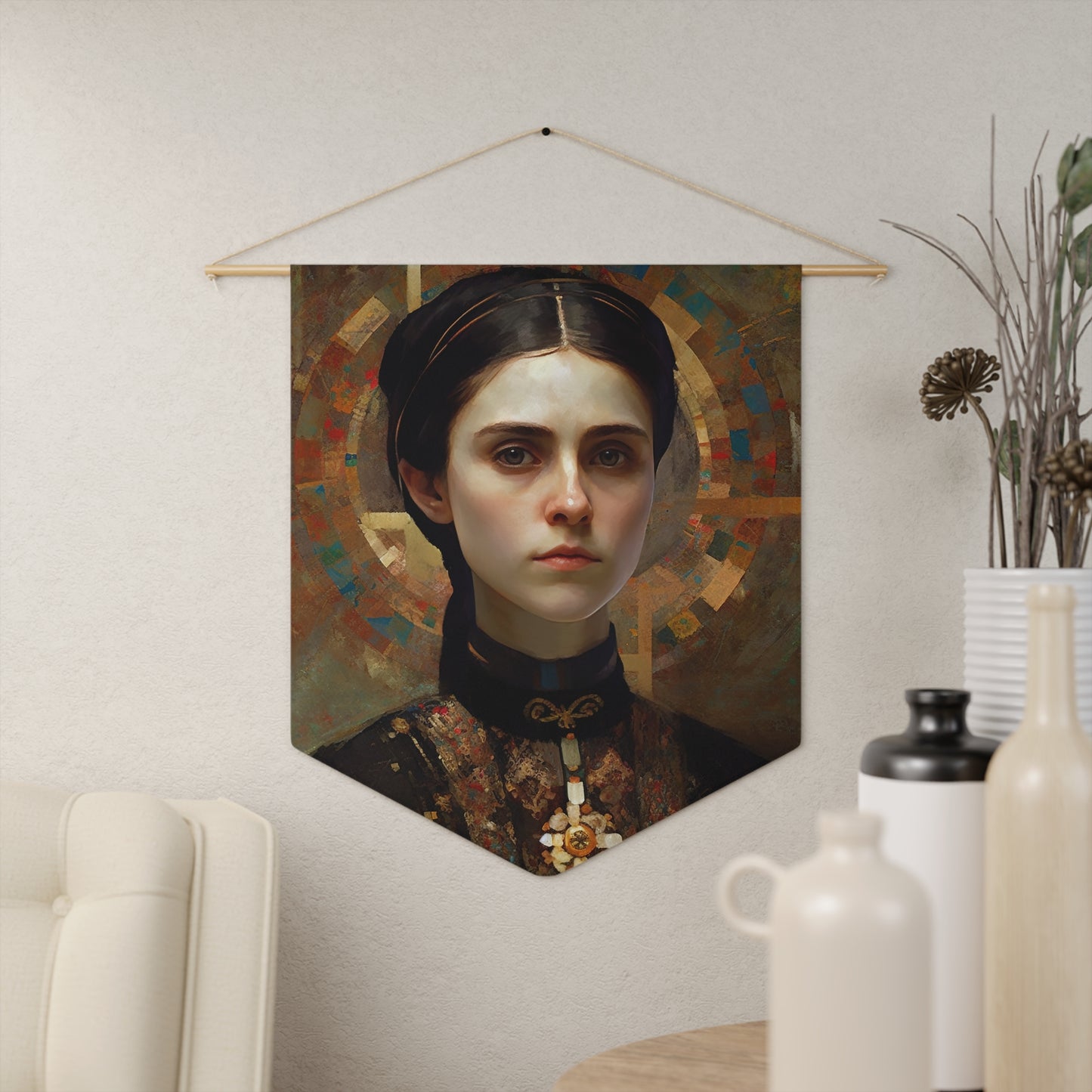 Saint Gemma Galgani Wall Banner / Wall Hanging - Prayer room art - Catholic Home Art - Large Print - 18" x 21"