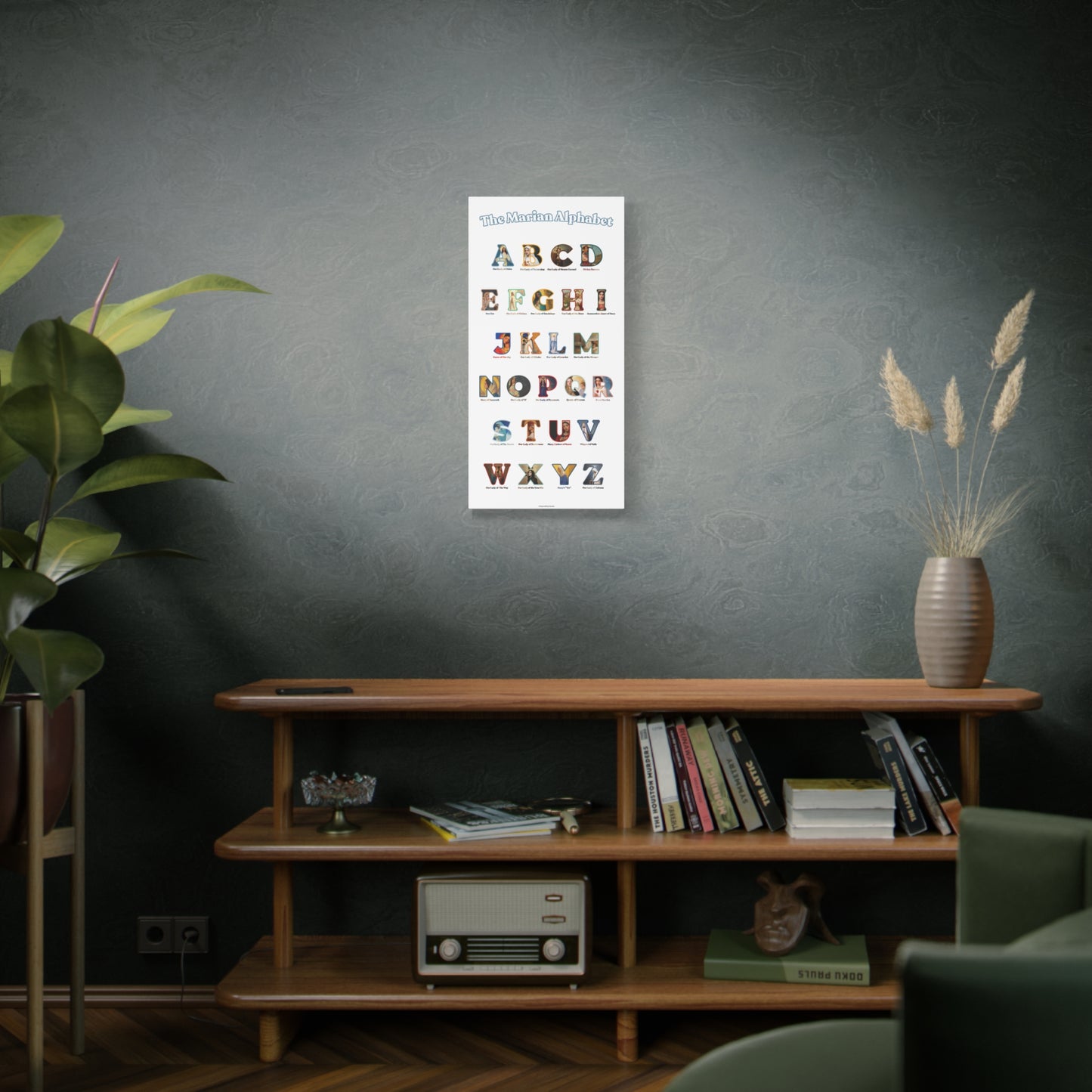 Catholic Marian Alphabet ABC Canvas - Full Alphabet Large Canvas - Catholic ABC Mary - Marian Titles - Catholic Nursery / Homeschool