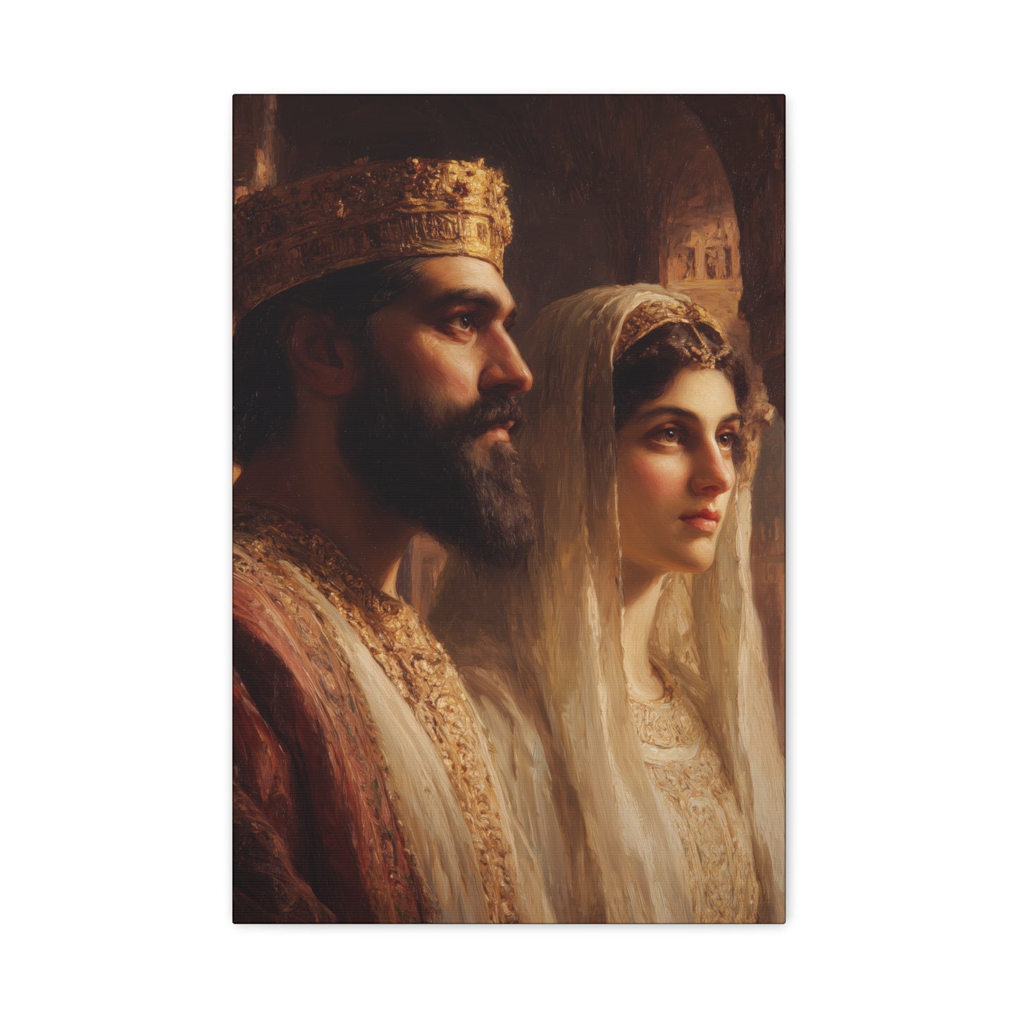 King Xerxes and Queen Esther  - Gallery Wrapped Canvas - Print - Religious Art for your Home - Catholic Art Print