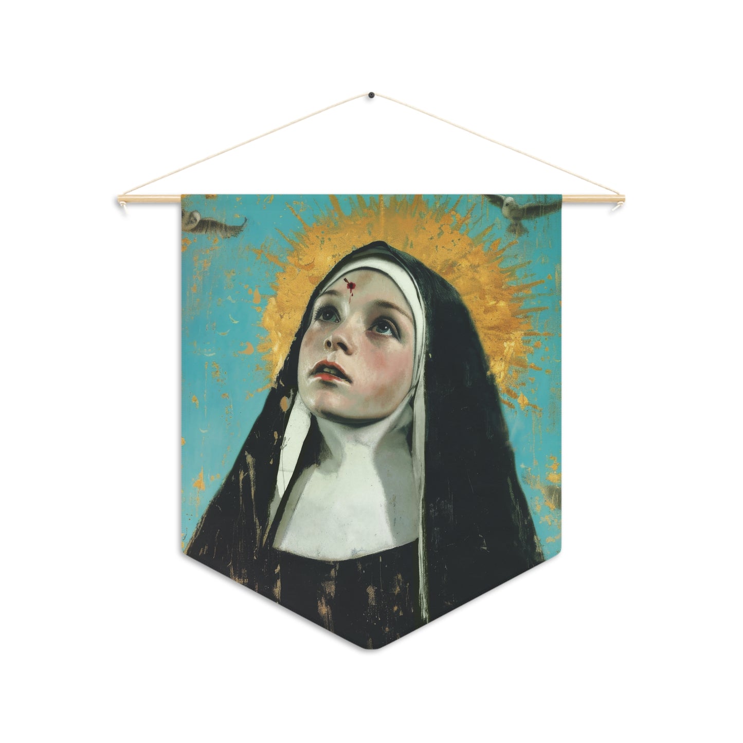 Saint Rita of Cascia Pennant / Banner / Wall Hanging - Prayer room art - Catholic Home Art - Large Saint Art for your home - 18" x 21"