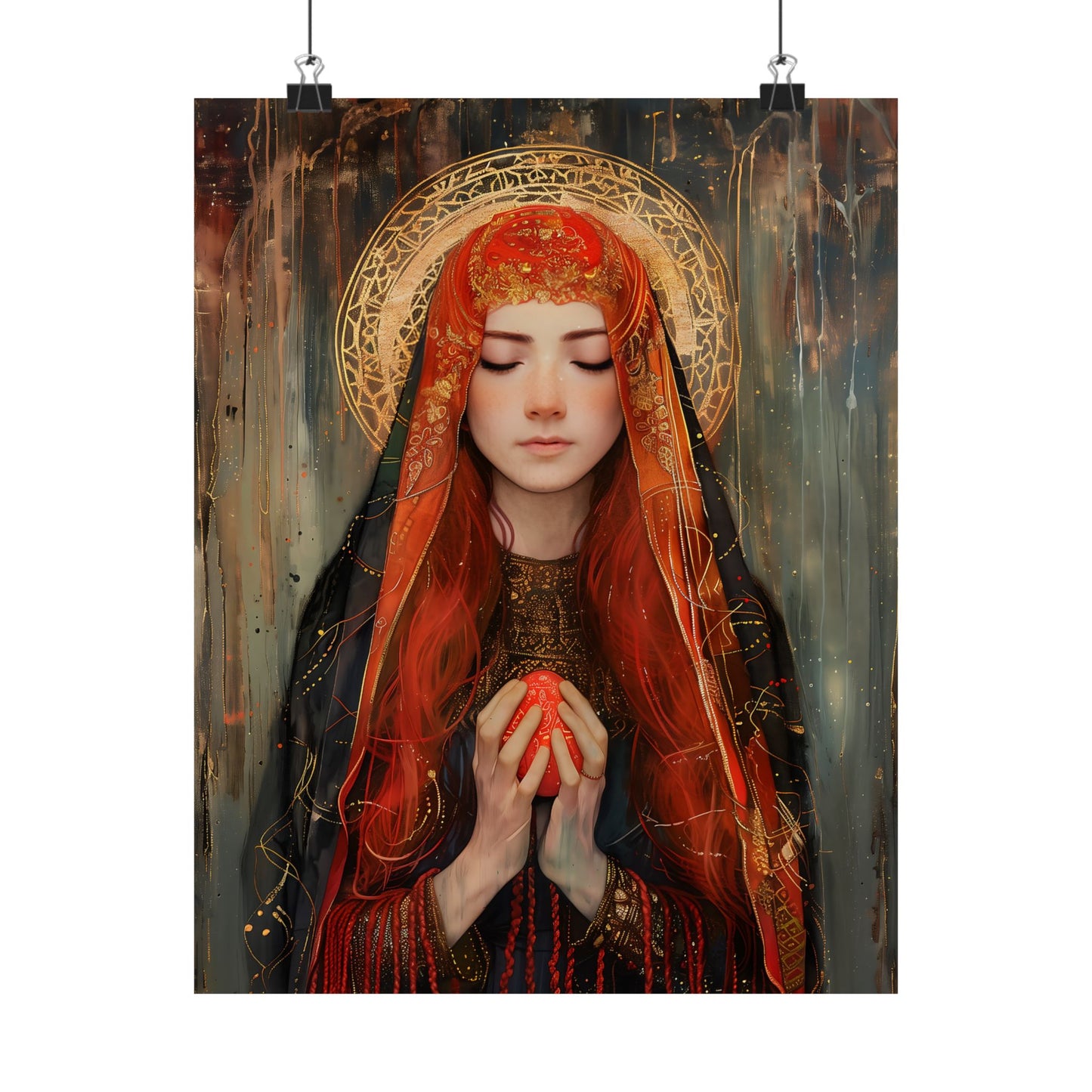 Devotion of Mary Magdalene - Saint Mary Magdalene and the Red Easter Egg - Sanctified Souls Print - Multiple Sizes - Premium Posters