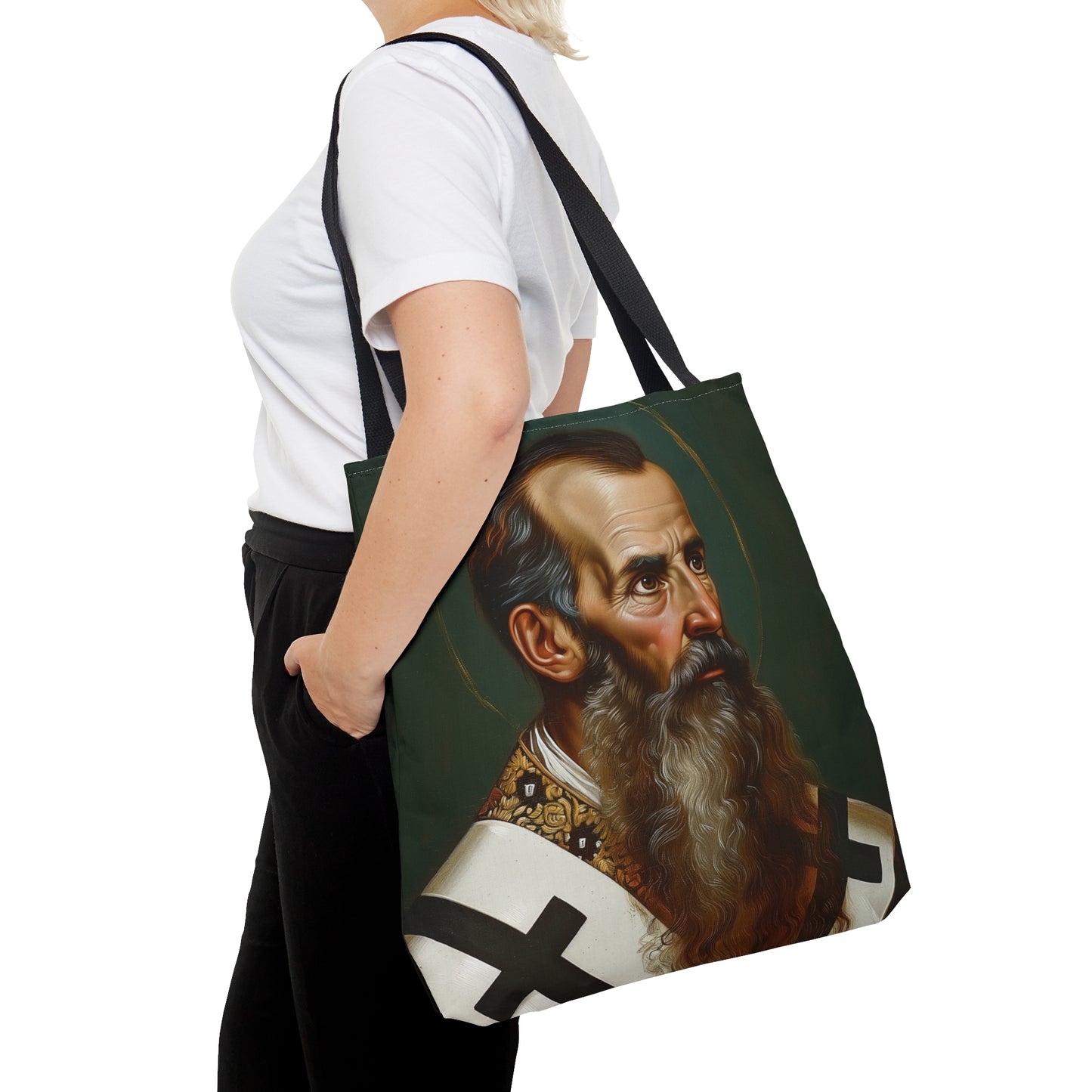 Saint Basil the Great Tote Bag - Purse - Three sizes - Large Medium Small Faith Art Bag - Catholic faith carry-all purse - Double Sided