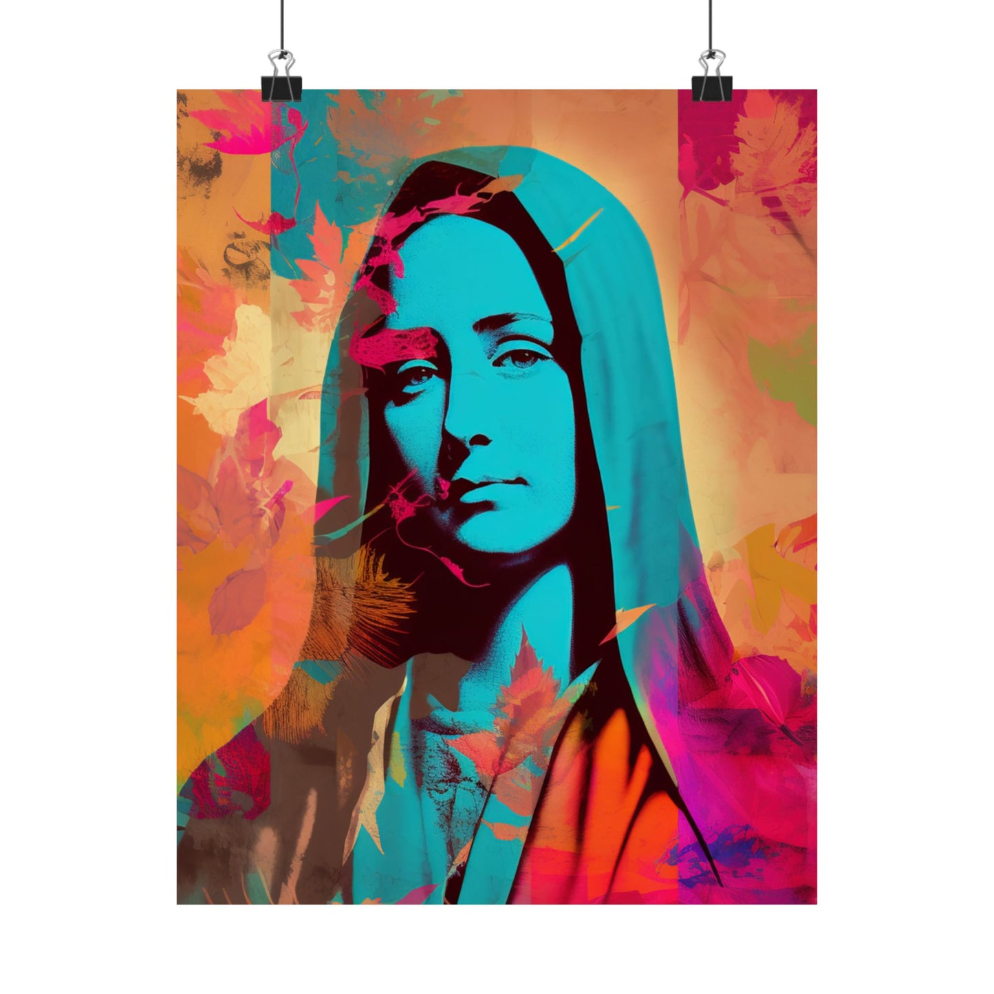 Mary The Blessed Virgin - Sanctified Souls Print - Multiple Sizes - Premium Matte Vertical Poster - Pop Surreal Lowbrow Art Style