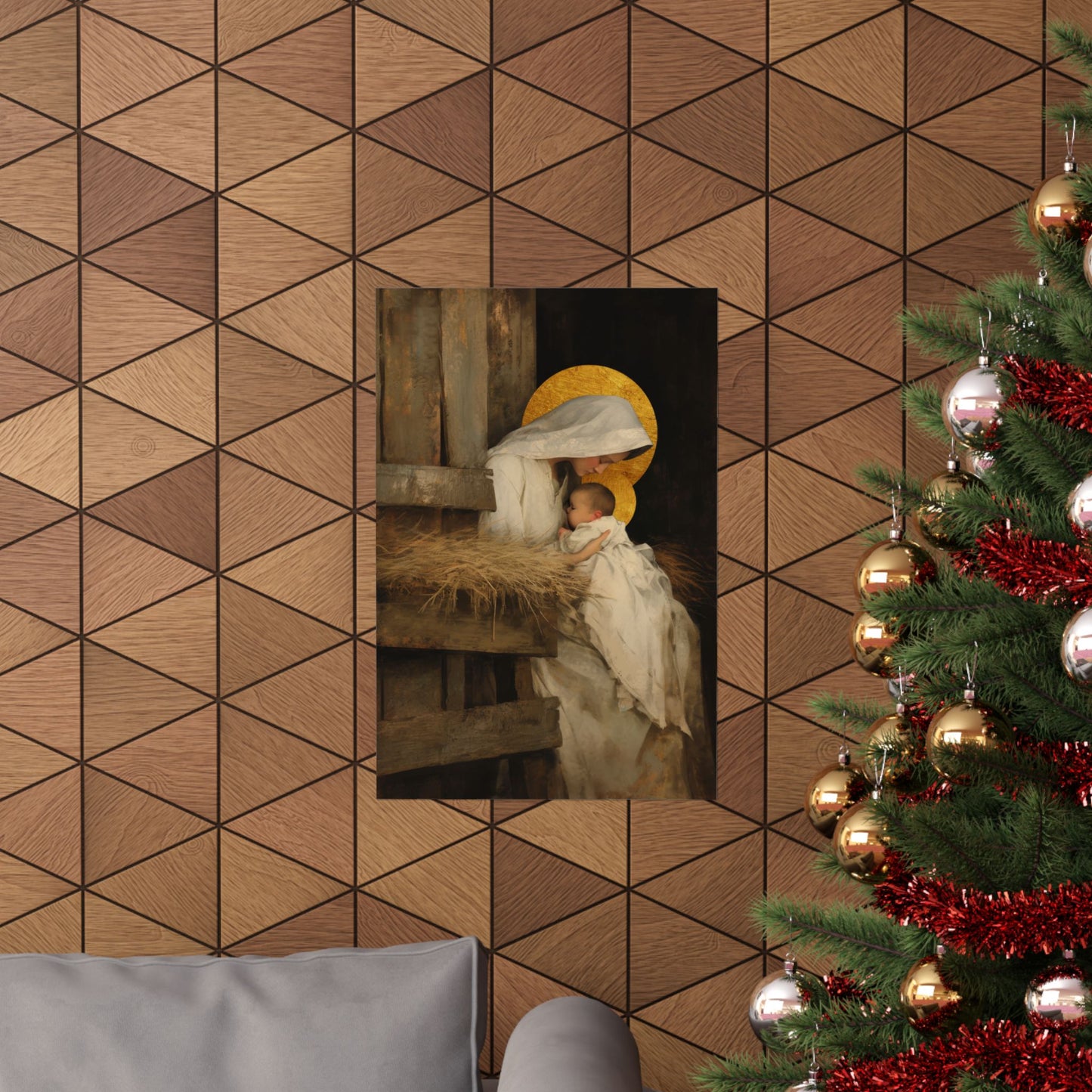 Our Lady of the Manger - Mother Mary and the Christ Child - Sanctified Souls Print - Multiple Sizes - Premium Matte Vertical Posters