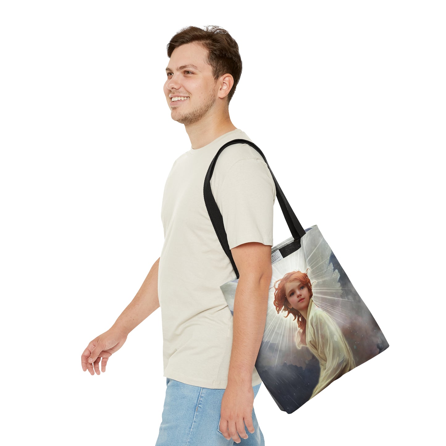 The Archangel Daniel Tote Bag - Large Medium Small - Art Bag -  Guardian Angel Double Sided Purse - Carry All Bag - Spiritual Gift - Divine