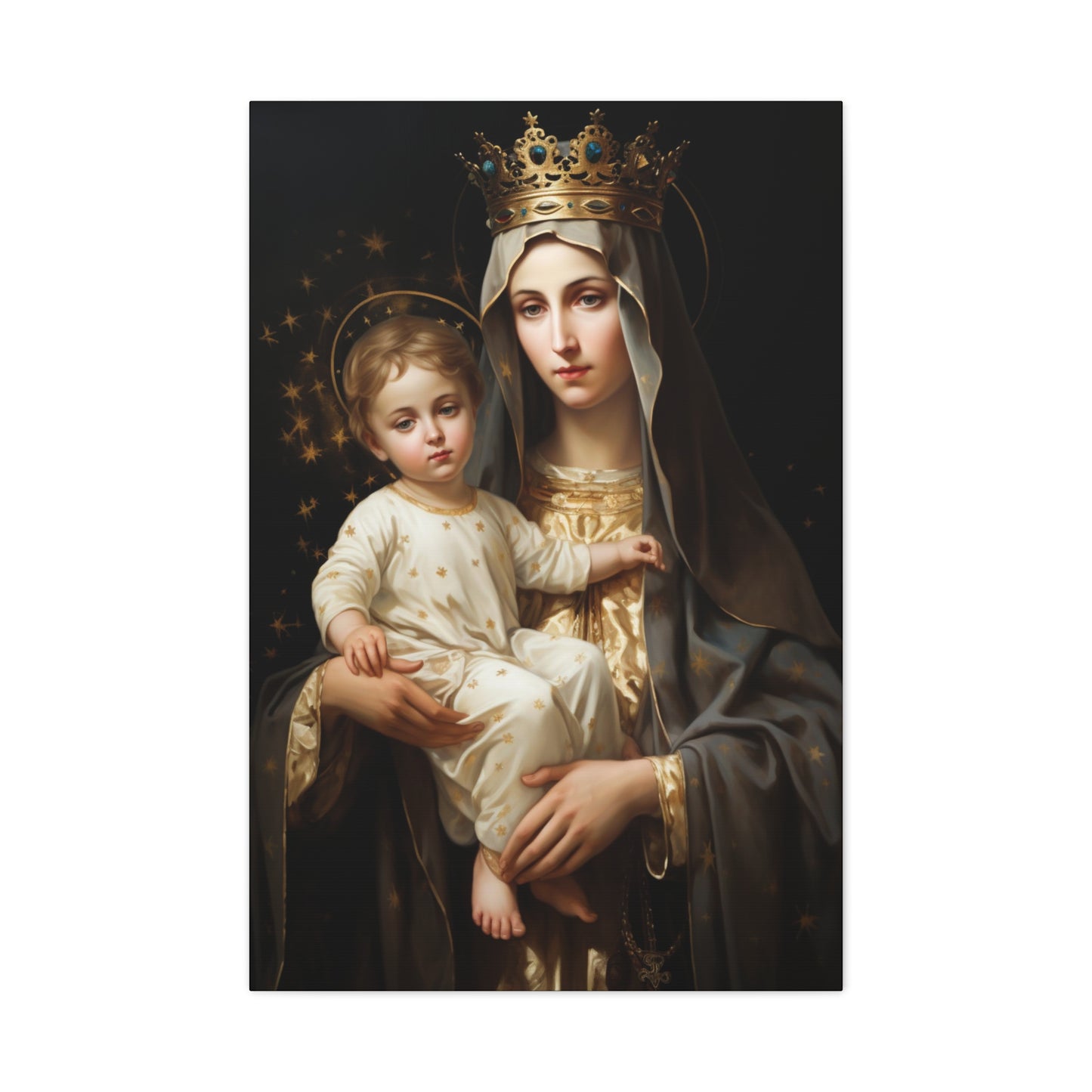 Our Lady of Mount Carmel - Museum Wrapped Canvas - Sanctified Souls Print - Mary the Blessed Virgin
