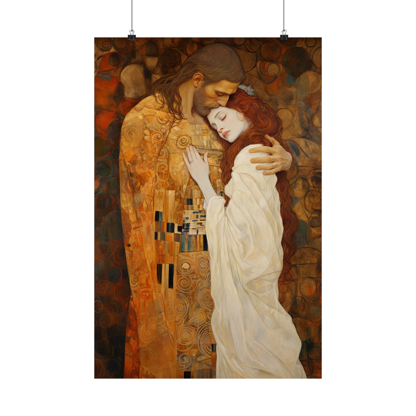 Transcendent Devotion: Christ Embracing Mary Magdalene Print - Based on The Kiss - Sanctified Souls Print - Premium Matte