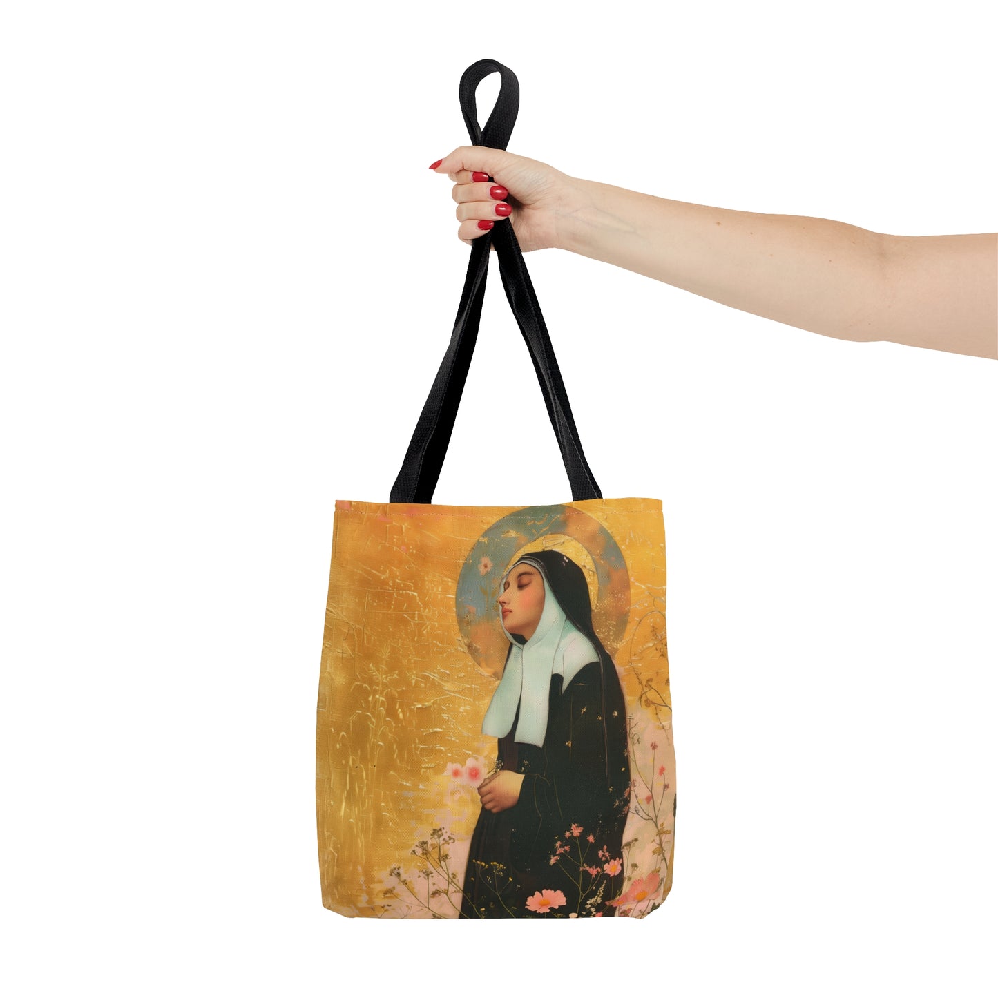Saint Bernadette Tote Bag - Large Medium Small Faith Art Bag - Catholic Faith Purse - Double Sided
