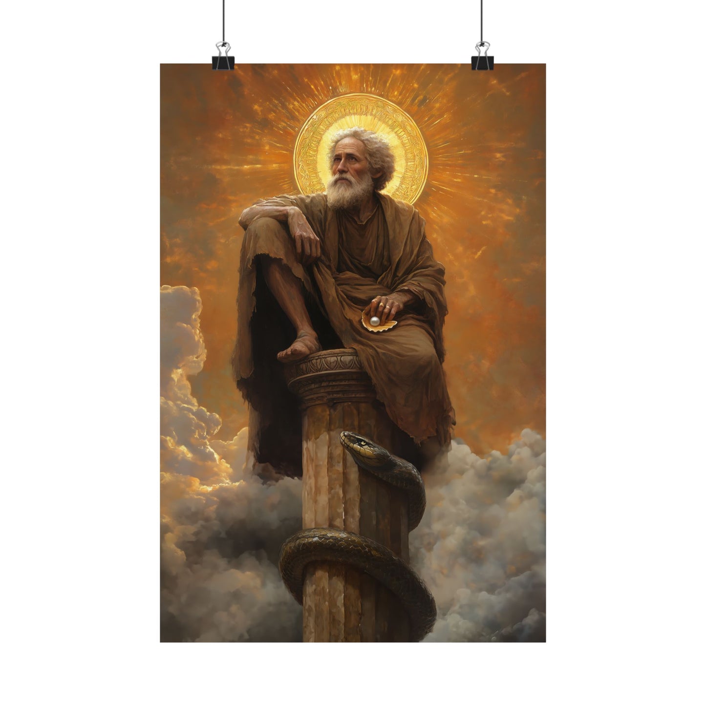 Saint Simeon Stylites - Sanctified Souls Print - Multiple Sizes - Premium Posters - Catholic Art - Christian Home Decor Artwork