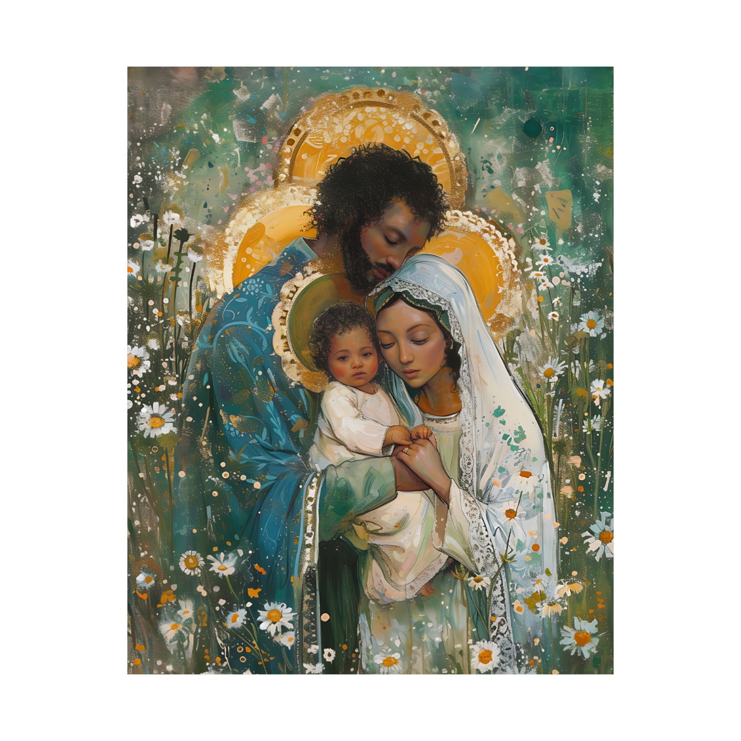 Sacred Sanctuary - Mary, Joseph, and the Infant Jesus - Sanctified Souls Print - Multiple Sizes - Premium Matte Vertical Posters