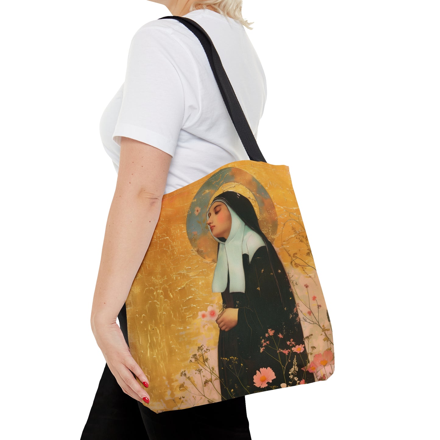 Saint Bernadette Tote Bag - Large Medium Small Faith Art Bag - Catholic Faith Purse - Double Sided