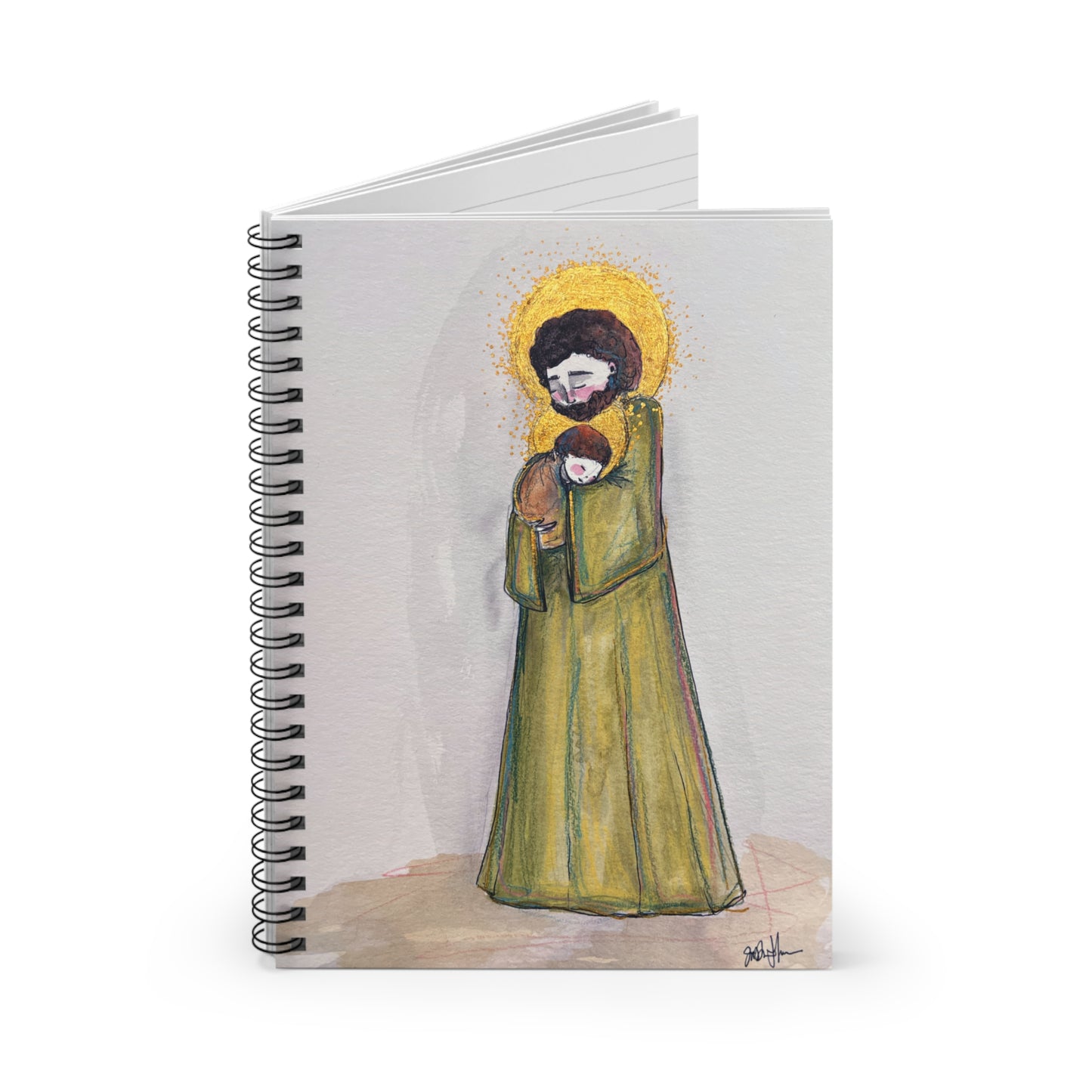 Saint Joseph Catholic Spiral Notebook | St Joseph Christian Journal | Hand-Drawn Sacred Art Notebook | Religious Notebook