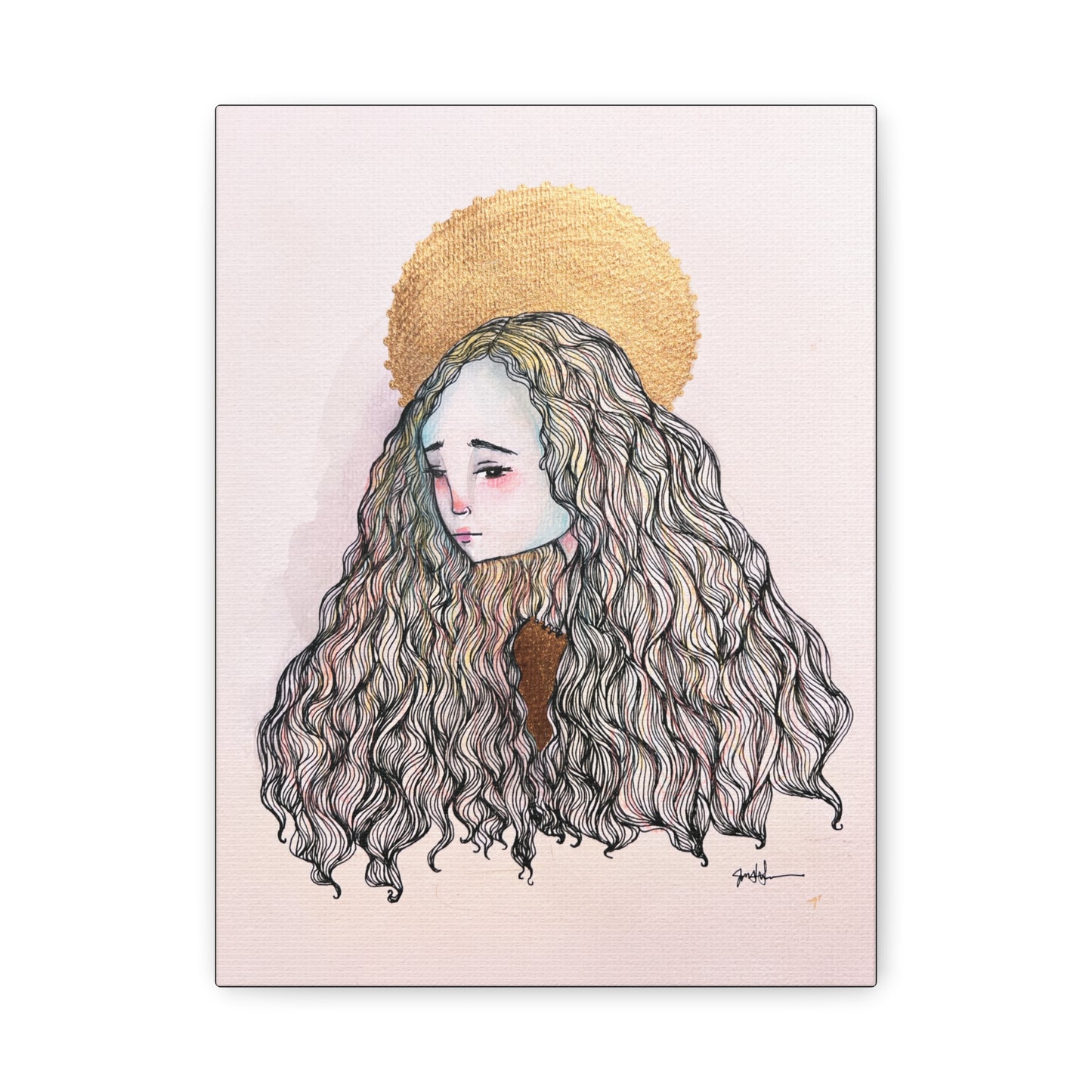 Saint Philomena Canvas Print - Hand-Drawn Catholic Art Print | Christian Sacred Wall Art | Sanctified Solocosmo Religious Artwork