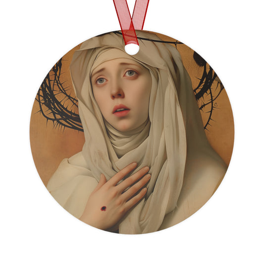 Saint Catherine de Ricci Metal Ornament - Religious Holiday Christmas Ornament and Keepsake - Double sided