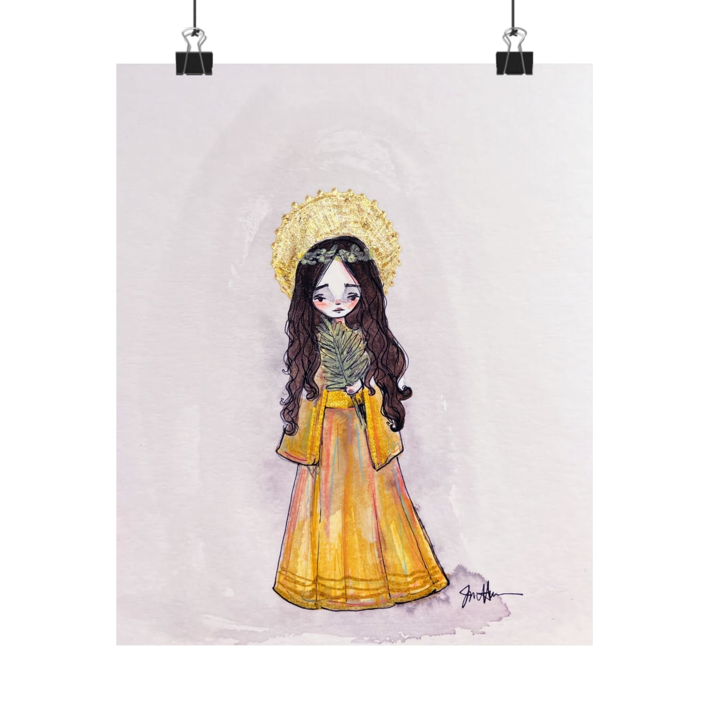 Saint Charity Poster - Hand-Drawn Art | Catholic Art Print | Faith Hope and Charity Youngest Sister | Devotional Wall Art