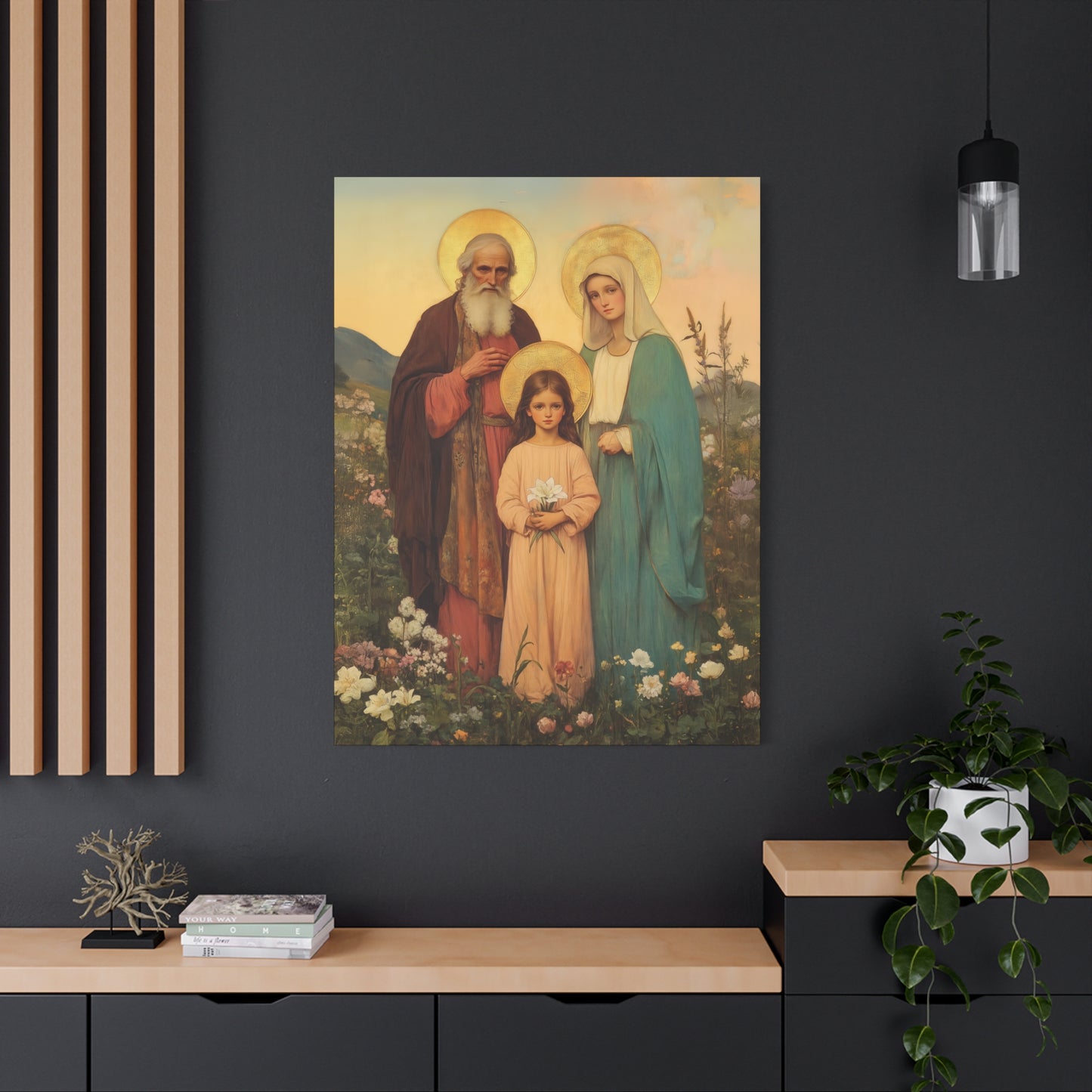 Saints Joachim and Anne with Young Mary - Gallery Wrapped Canvas - Print - Religious Art for your Home - Catholic Art