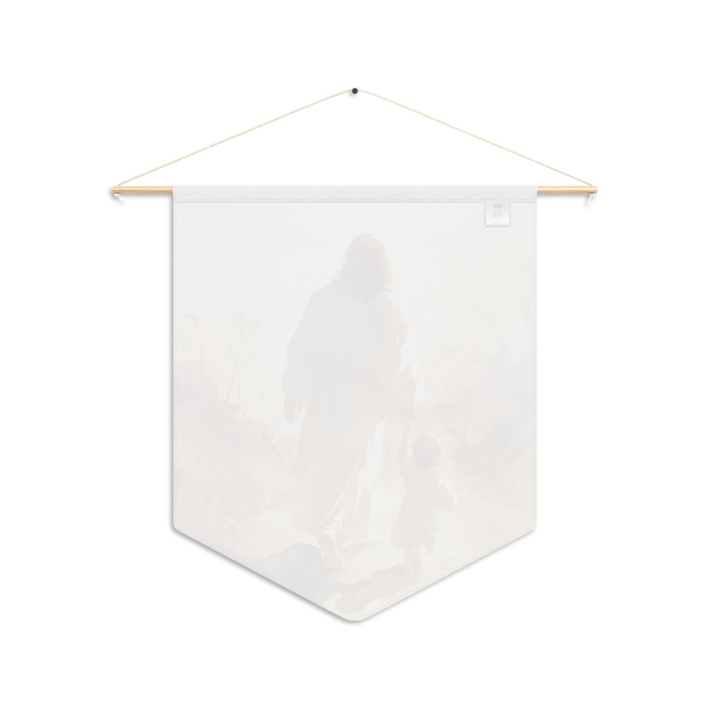 Jesus Guiding a Child in Faith Pennant / Banner / Wall Hanging - Prayer room art - 18" x 21" - Catholic Gift - Christ and Child