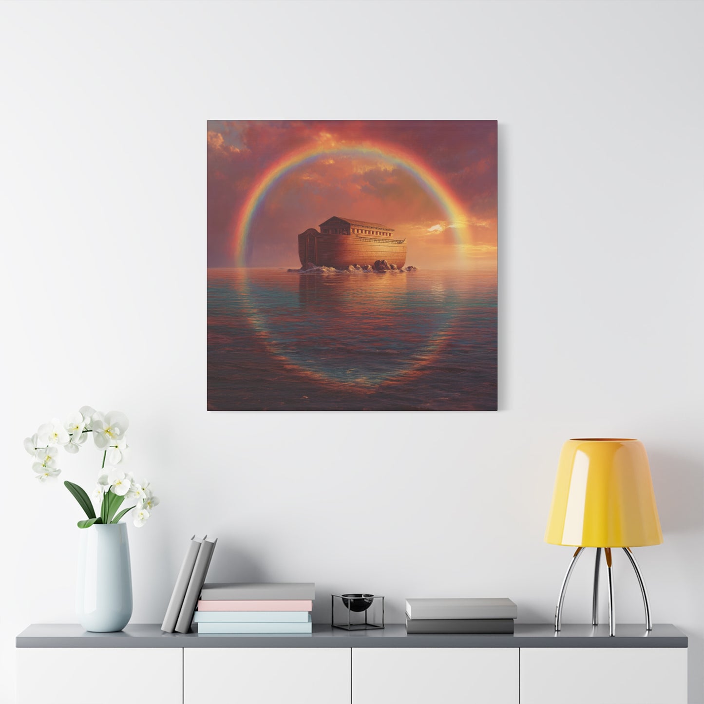 Sheltered Beneath the Covenant Sky - Noah's Ark - Gallery Wrapped Canvas - Print - Religious Art for your Home - Catholic