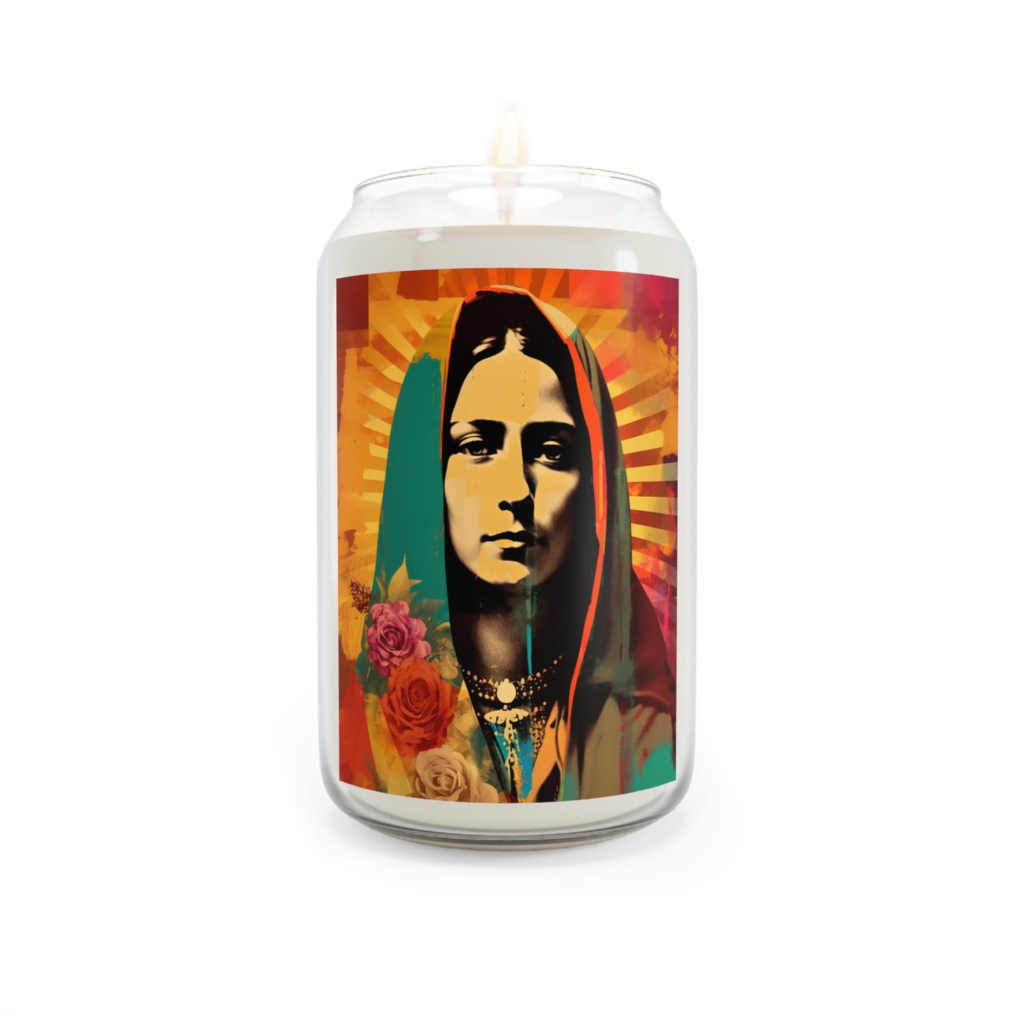 Radiant Guadalupe  - Scented Prayer Candle, 13.75oz - Tall Size - Religious Prayer Candle - Catholic Art - Religious Gift