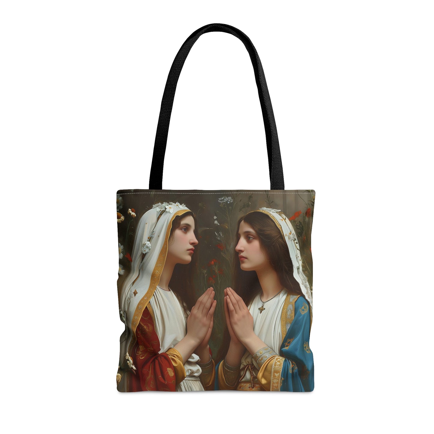 Saints Emiliana and Trasilla Tote Bag - Large Medium Small Faith Art Bag - Re usable Tote Purse - Double Sided - Catholic Art Bag