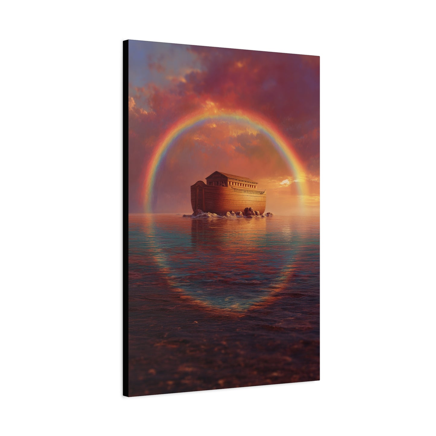 Sheltered Beneath the Covenant Sky - Noah's Ark - Gallery Wrapped Canvas - Print - Religious Art for your Home - Catholic