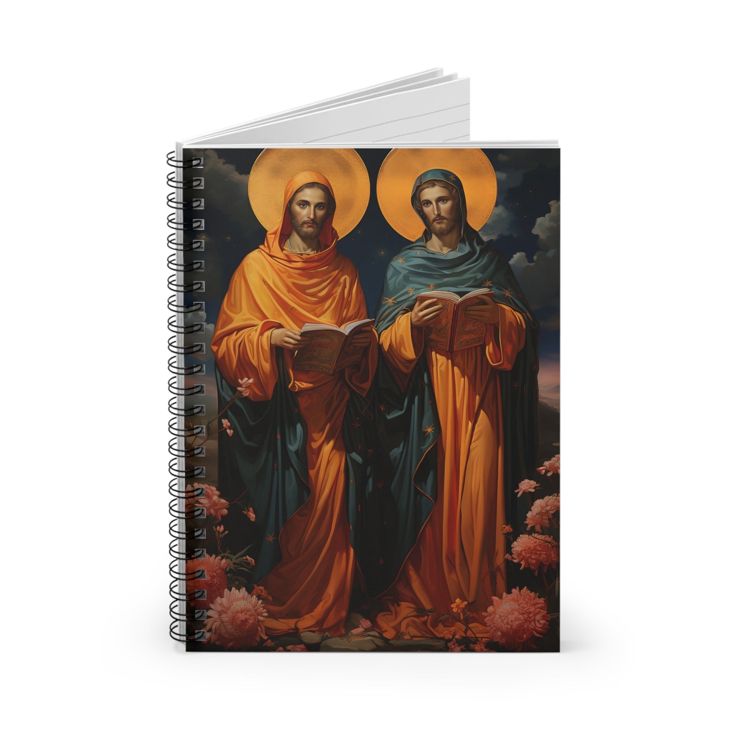 Saints Cosmas and Damian Journal - Sanctified Souls Art - Religious Based Notebook - Spiral Notebook - Ruled Line