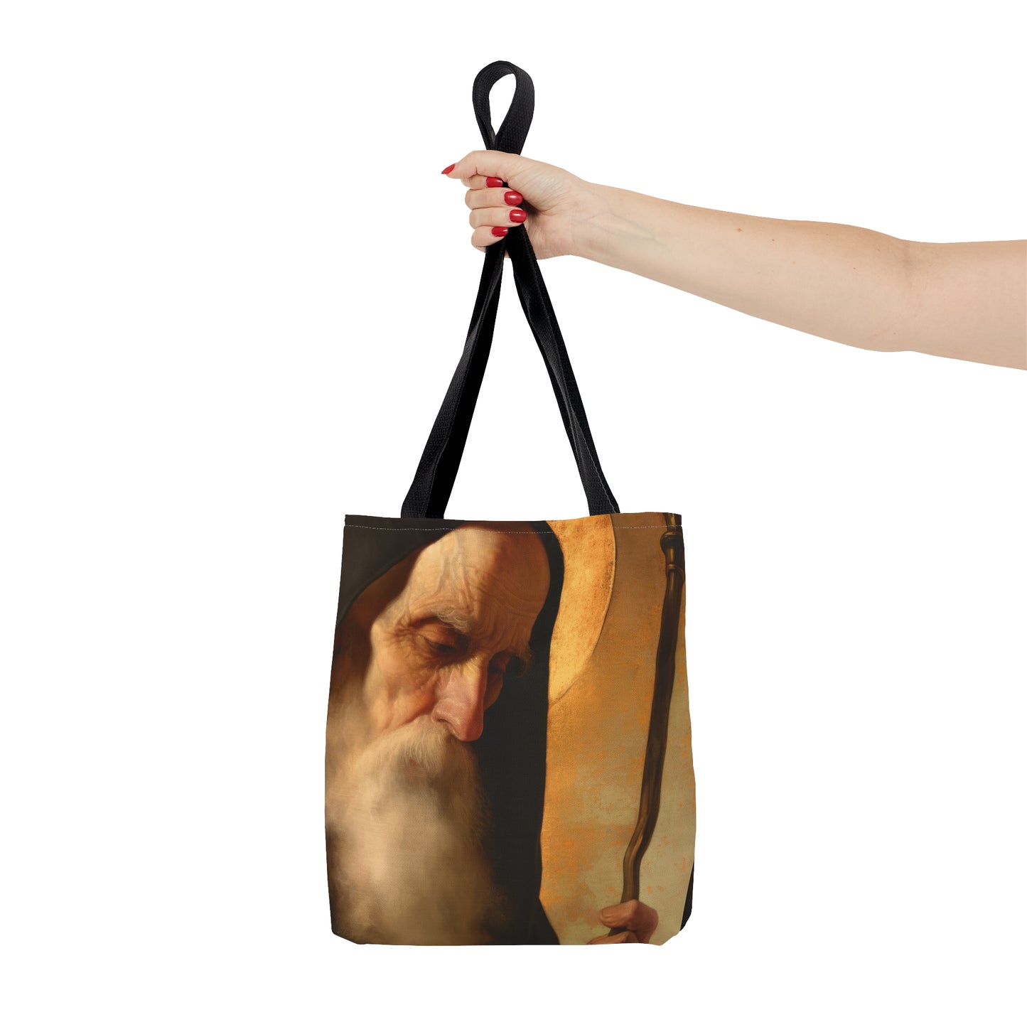 Saint Benedict  - Tote Bag - Large Medium Small Faith Art Bag - Bible Study Faith Purse - Double Sided