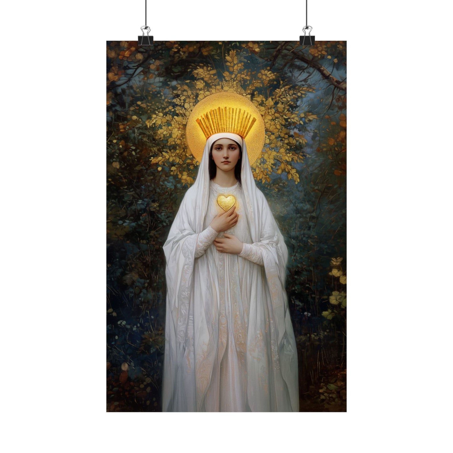Our Lady of Beauraing - Our Lady of the Golden Heart - Marian Art - Sanctified Souls Print - Multiple Sizes - Premium Vertical Posters