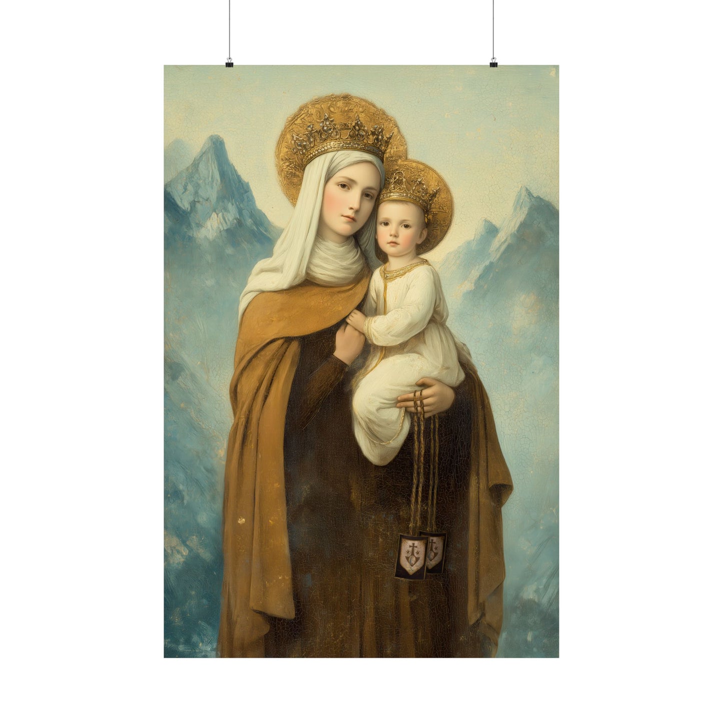 The Gift of the Scapular - Our Lady of Mount Carmel - Sanctified Souls Print - Multiple Sizes - Premium Matte Vertical Posters - Catholic