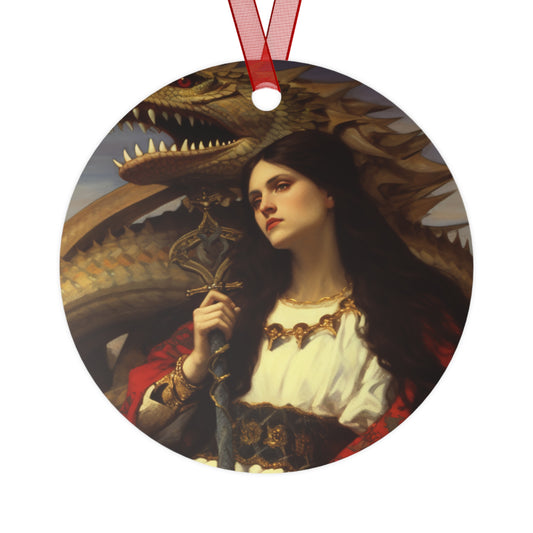 Saint Martha of Bethany Metal Ornament - Religious Holiday Christmas Ornament and Keepsake - Double sided - Prayer Ornament - Catholic Gift