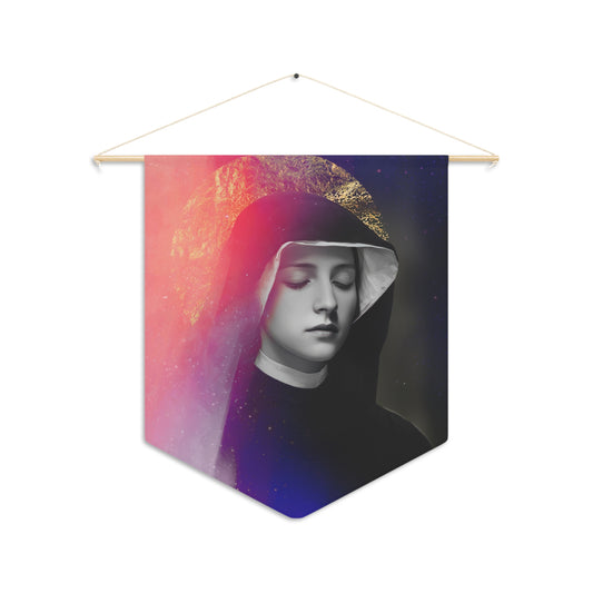 Saint Faustina Kowalska Pennant / Banner / Wall Hanging - Prayer room art - 18" x 21" - Catholic - Large Banner