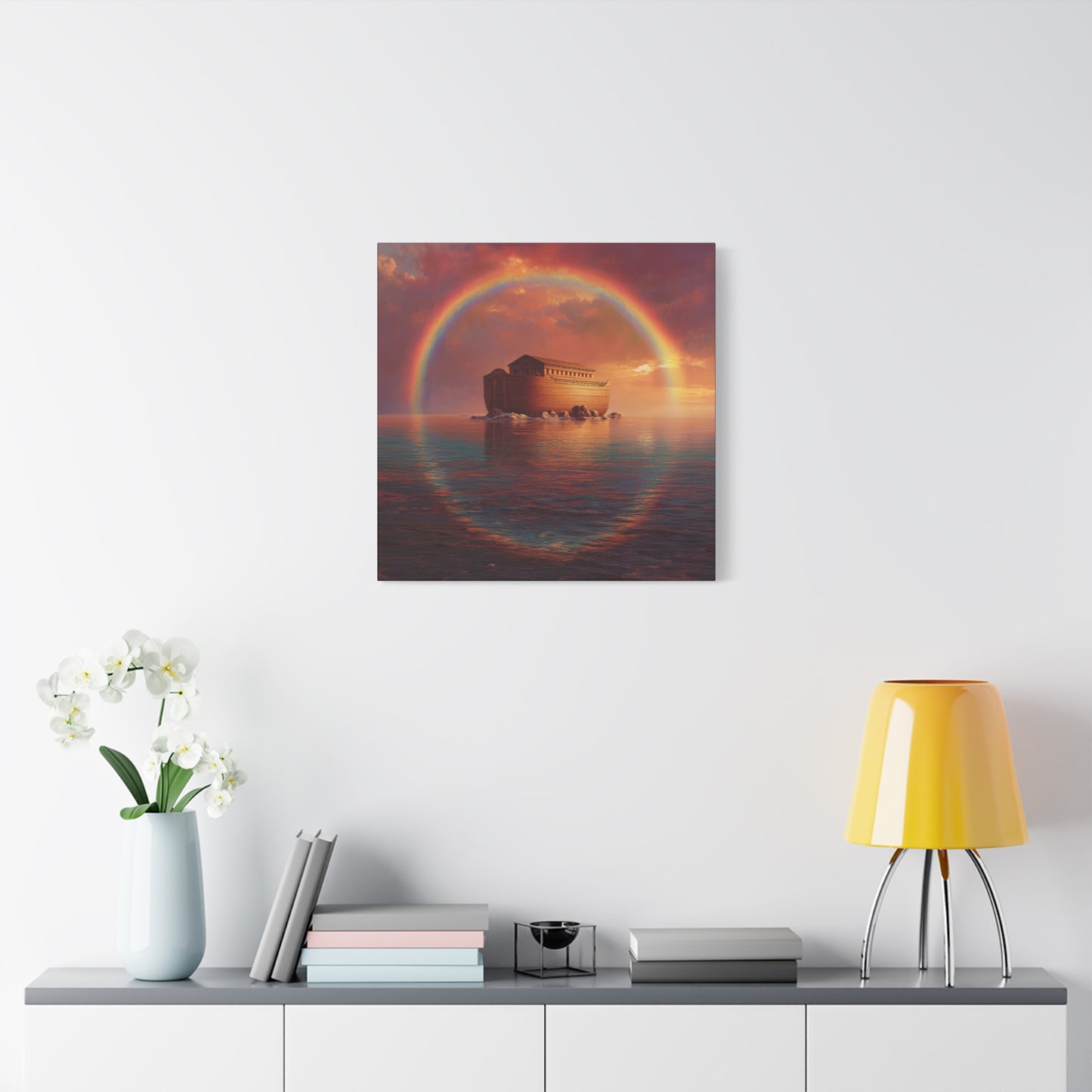 Sheltered Beneath the Covenant Sky - Noah's Ark - Gallery Wrapped Canvas - Print - Religious Art for your Home - Catholic