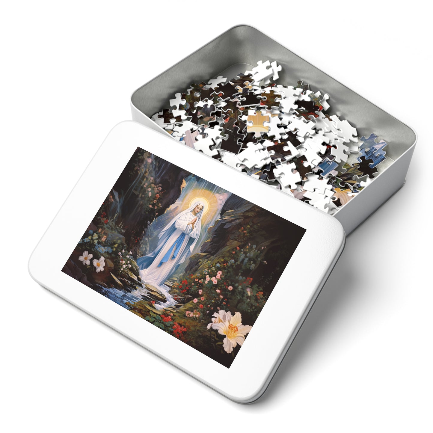 Our Lady of Lourdes - Puzzle and Keepsake Tin - Religious Jigsaw Puzzle (30, 110, 252, 500,1000-Piece) - Religious Puzzle