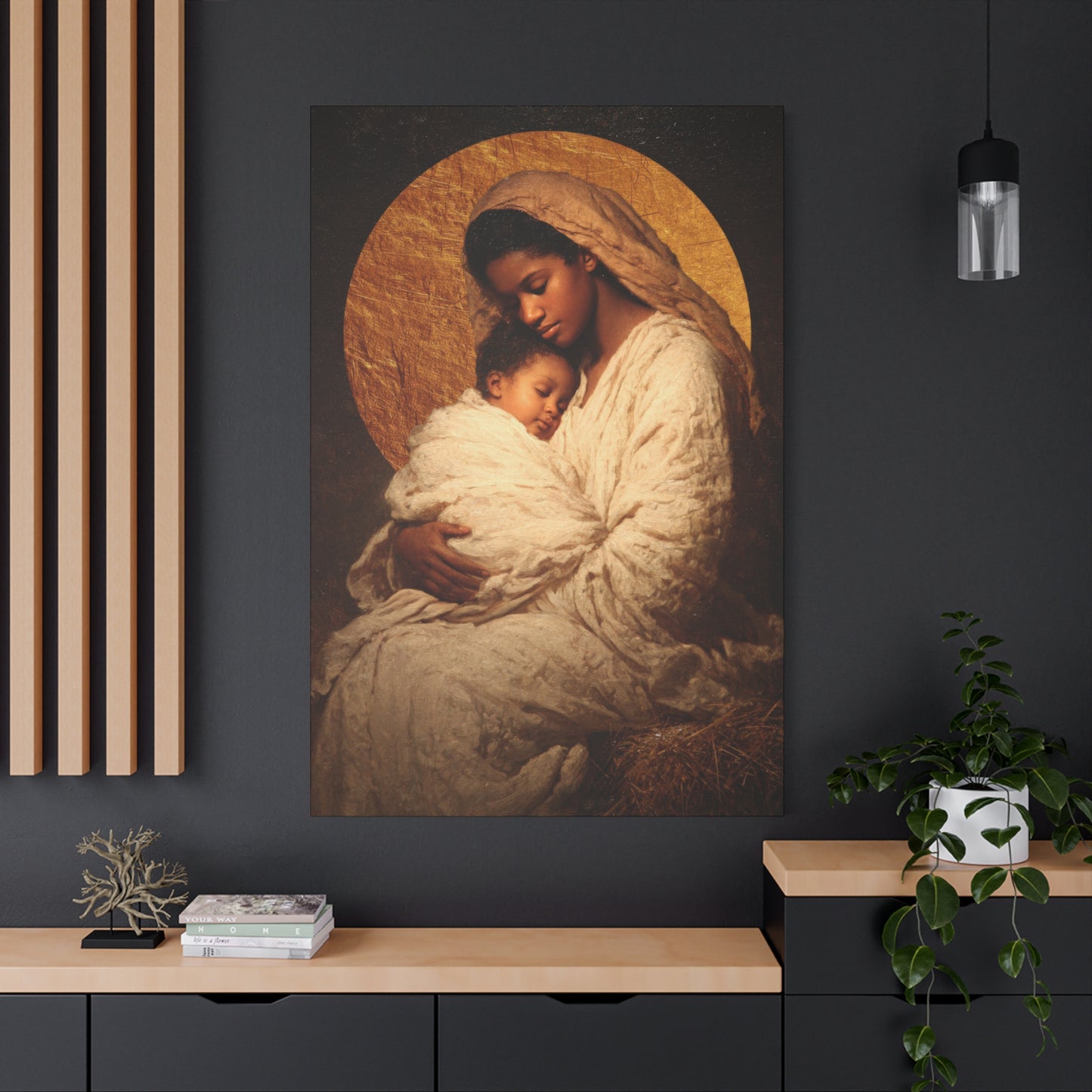 Our Lady of the Manger - Mother Mary and the Christ Child - Gallery Wrapped Canvas - Print - Religious Art for your Home - Catholic