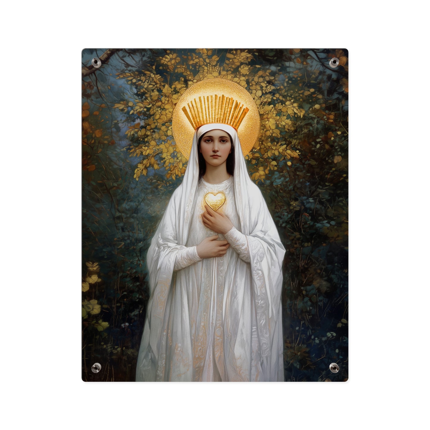 Our Lady of Beauraing - Our Lady of the Golden Heart - Marian Art - Wall Art Panel - Ready to Hang Acrylic Print - Saint Art - Catholic Art