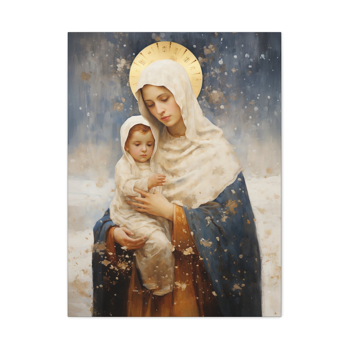 Winter's Grace : Our Lady of the Snows Canvas Print - Multiple Sizes - Catholic Home art - Gallery Wrapped Canvas - Sanctified Souls Print