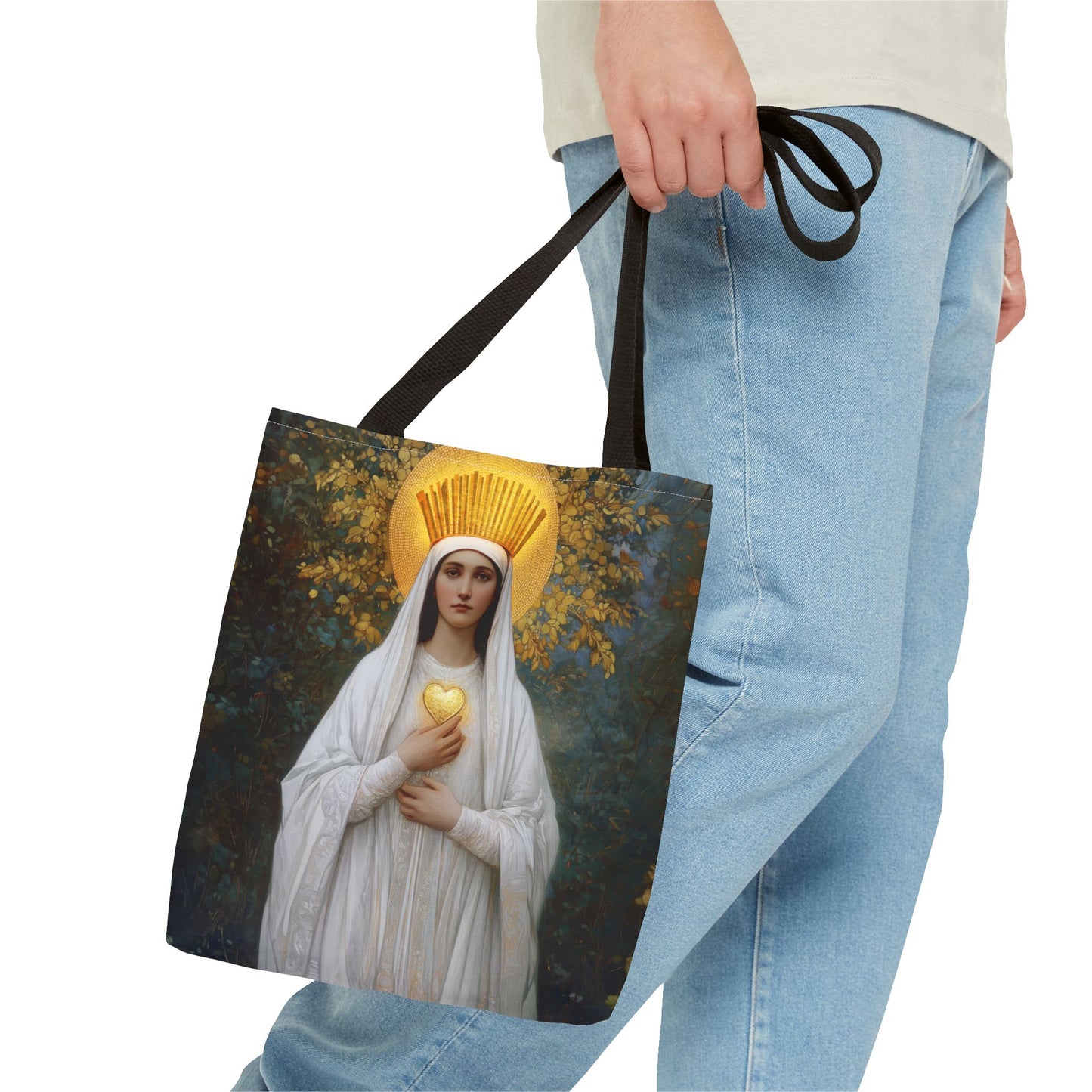 Our Lady of Beauraing - Our Lady of the Golden Heart - Marian Art - Tote Bag - Large Medium Small Faith Art Bag - Tote Purse