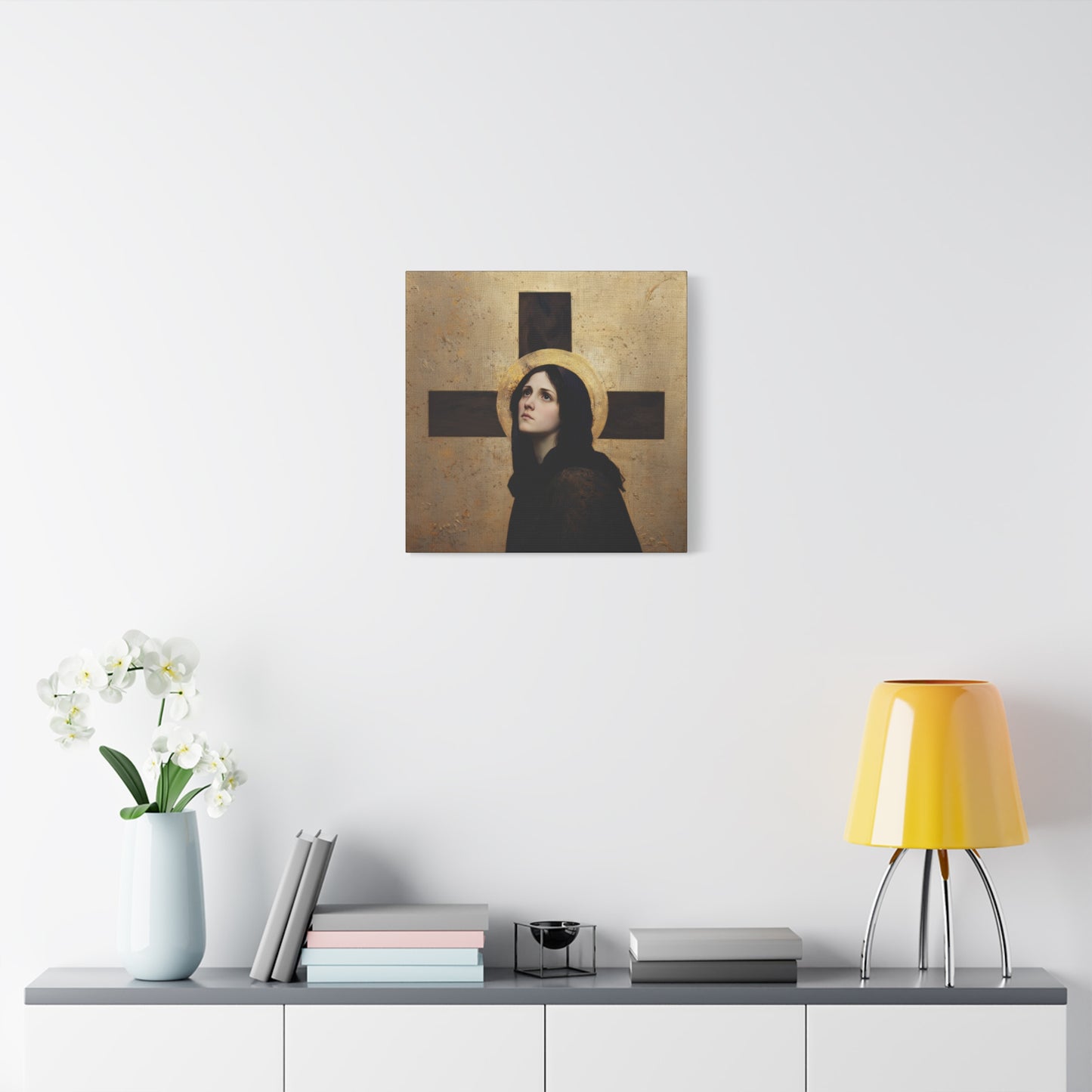 Our Lady of the Cross - Mother Mary  - Our Lady of the Crucifix - Marian Art - Gallery Wrapped Canvas - Print - Catholic Art Print