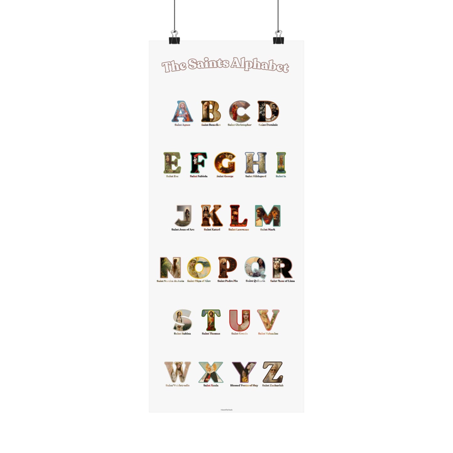 Catholic Saints ABC Print - Alphabet Poster - A to Z Saints Wall Art - Catholic Saints Chart- Classroom / Homeschool - Saints of the Church