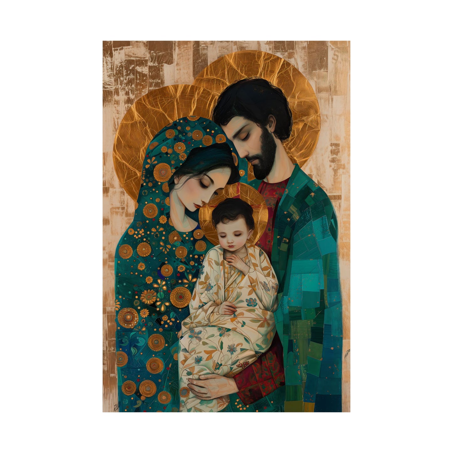 Sacred Love- The Holy Family Portrait - Sanctified Souls Print - Multiple Sizes - Premium Matte Vertical Posters - Jesus, Mary, Joseph
