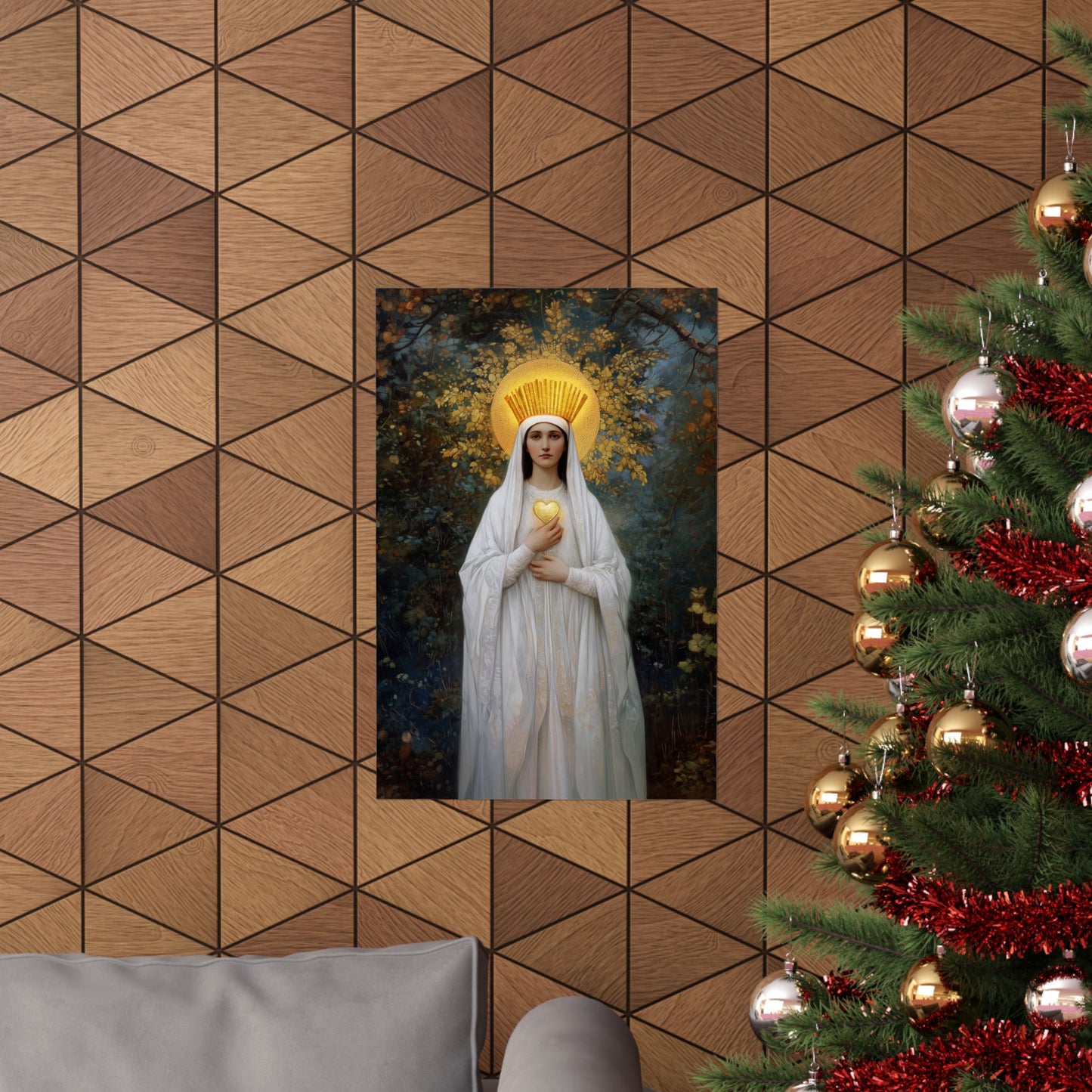 Our Lady of Beauraing - Our Lady of the Golden Heart - Marian Art - Sanctified Souls Print - Multiple Sizes - Premium Vertical Posters