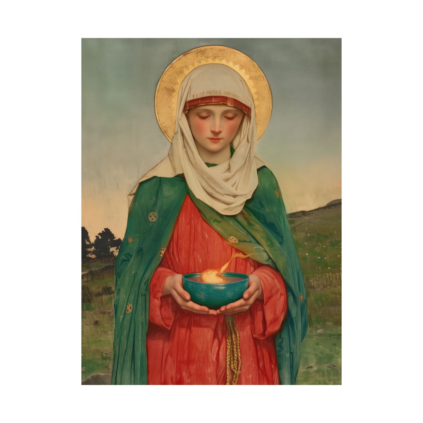 Saint Brigid of Ireland / Kildare - Sanctified Souls Print - Multiple Sizes - Premium Posters - Catholic Art - Christian Home Decor Artwork
