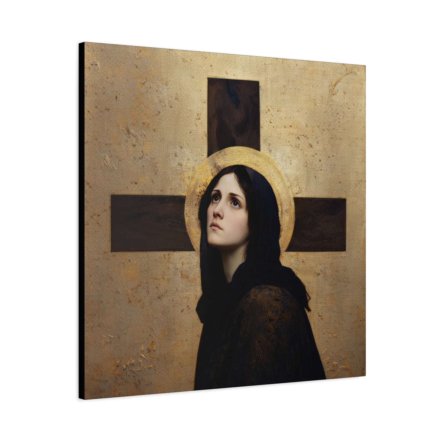 Our Lady of the Cross - Mother Mary  - Our Lady of the Crucifix - Marian Art - Gallery Wrapped Canvas - Print - Catholic Art Print