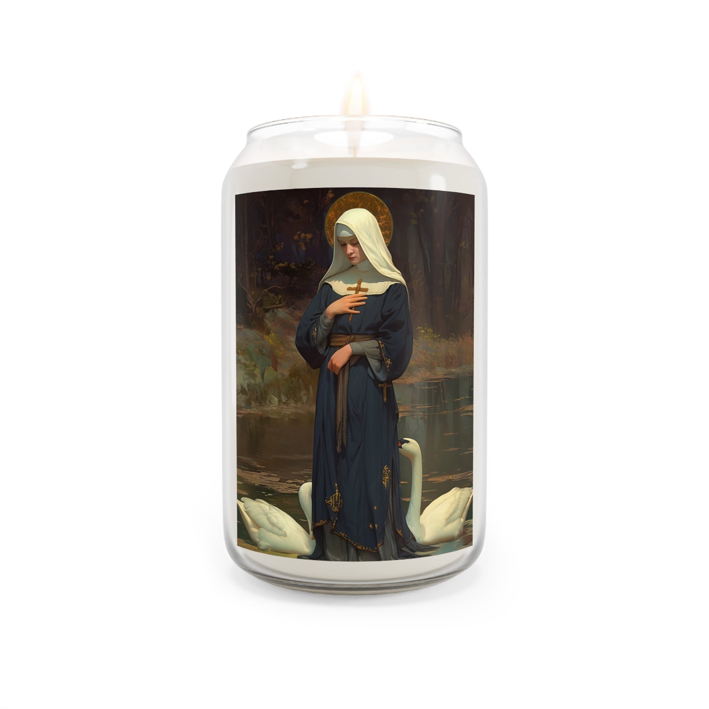 Saint Modwenna - Scented Prayer Candle, 13.75oz -  Candle - Catholic Art - prayer room Scented Candle - Religious Gift for Catholics