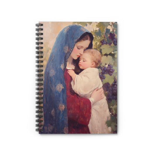 Our Lady of the Grapes / Out Lady of the Harvest - Sanctified Souls Art - Religious Based Notebook - Spiral Notebook - Mother Mary Art